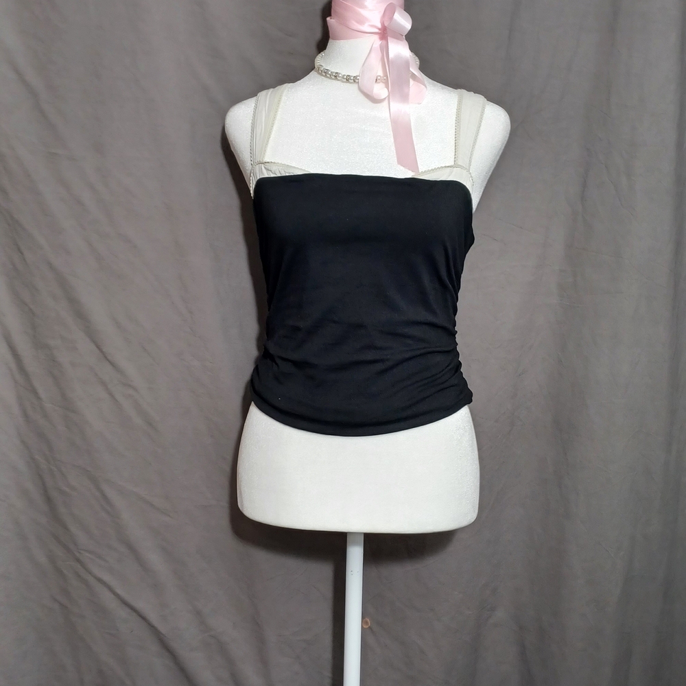 FREE PEOPLE Black Women's Top with creamy Straps Small